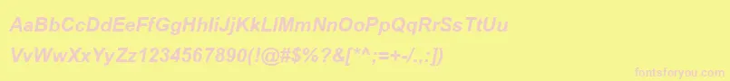 BrowalliaupcBoldItalic-fontti – vaaleanpunaiset fontit keltaisella taustalla