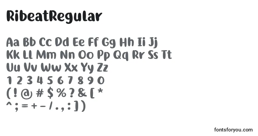 A fonte RibeatRegular – alfabeto, números, caracteres especiais