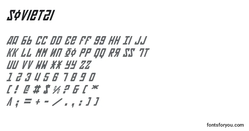 Czcionka Soviet2i – alfabet, cyfry, specjalne znaki