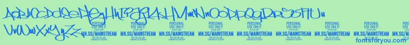 Шрифт MainstreamPersonalUseOnly – синие шрифты на зелёном фоне