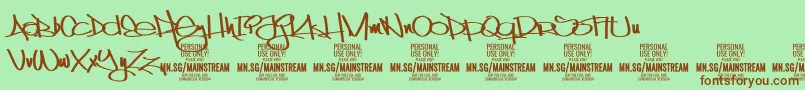 Fonte MainstreamPersonalUseOnly – fontes marrons em um fundo verde