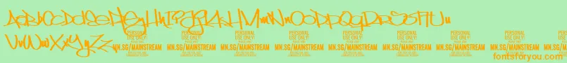 MainstreamPersonalUseOnly Font – Orange Fonts on Green Background