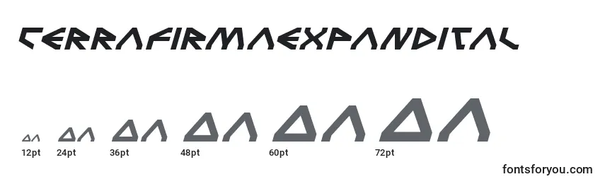 Размеры шрифта Terrafirmaexpandital