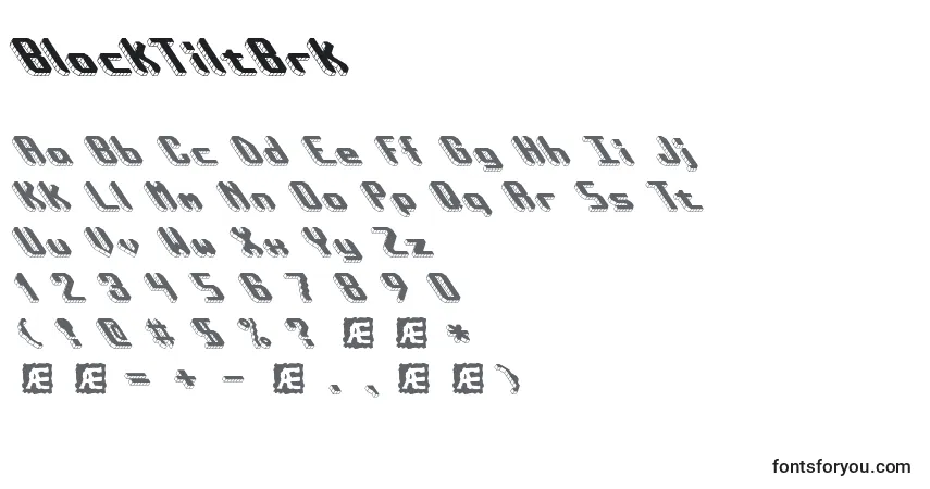 Schriftart BlockTiltBrk – Alphabet, Zahlen, spezielle Symbole