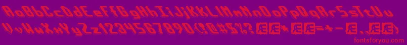 BlockTiltBrk-Schriftart – Rote Schriften auf violettem Hintergrund