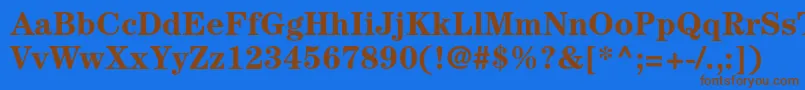 フォントCenturystdBold – 茶色の文字が青い背景にあります。