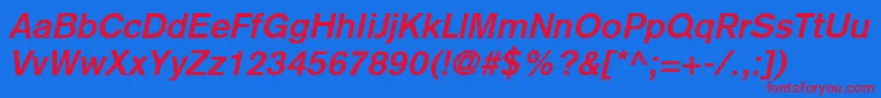 BasiccommercialLtBoldItalic Font – Red Fonts on Blue Background