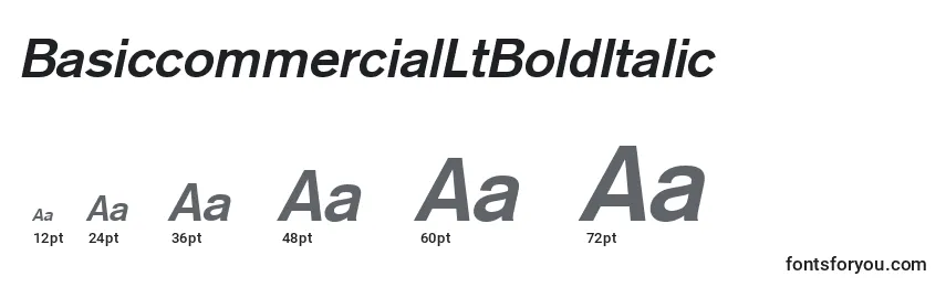 Размеры шрифта BasiccommercialLtBoldItalic