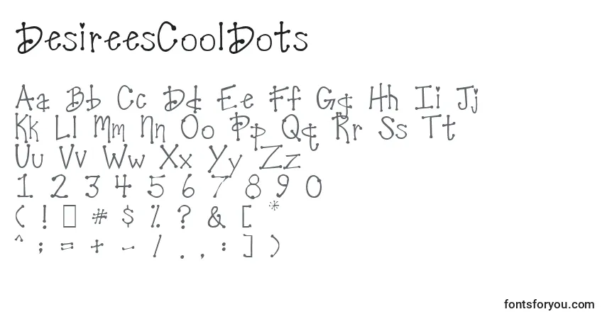 Schriftart DesireesCoolDots – Alphabet, Zahlen, spezielle Symbole