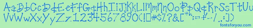 フォントDesireesCoolDots – 青い文字は緑の背景です。