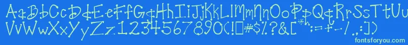 DesireesCoolDots Font – Green Fonts on Blue Background