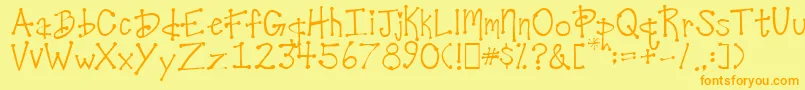DesireesCoolDots-Schriftart – Orangefarbene Schriften auf gelbem Hintergrund