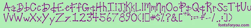 DesireesCoolDots-Schriftart – Violette Schriften auf grünem Hintergrund