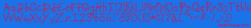 DesireesCoolDots-fontti – punaiset fontit sinisellä taustalla