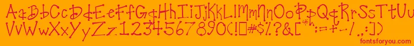 DesireesCoolDots-Schriftart – Rote Schriften auf orangefarbenem Hintergrund