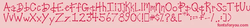 Fonte DesireesCoolDots – fontes vermelhas em um fundo rosa