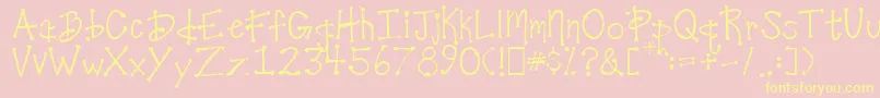 DesireesCoolDots-Schriftart – Gelbe Schriften auf rosa Hintergrund