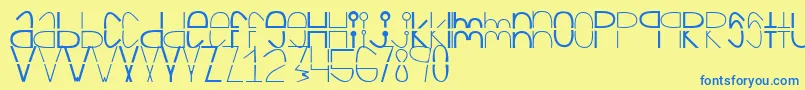Cortada-Schriftart – Blaue Schriften auf gelbem Hintergrund