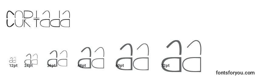 Größen der Schriftart Cortada
