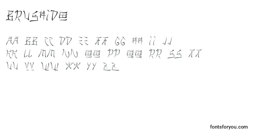 Czcionka Brushido – alfabet, cyfry, specjalne znaki