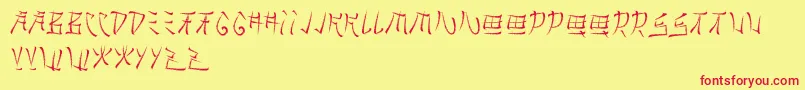 Brushido-Schriftart – Rote Schriften auf gelbem Hintergrund