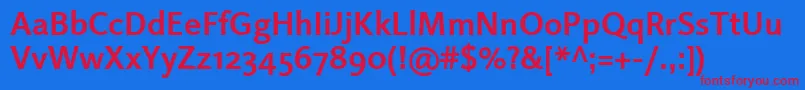 フォントLinotypeProjektBold – 赤い文字の青い背景
