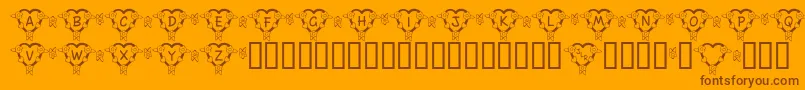 FlHeartDark-Schriftart – Braune Schriften auf orangefarbenem Hintergrund