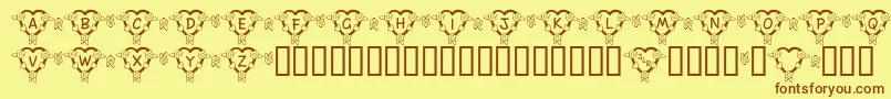 FlHeartDark Font – Brown Fonts on Yellow Background