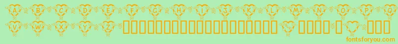 FlHeartDark-Schriftart – Orangefarbene Schriften auf grünem Hintergrund
