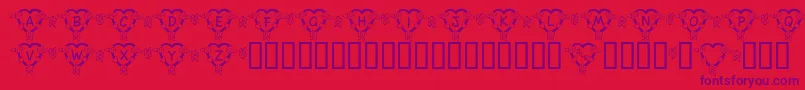 FlHeartDark-fontti – violetit fontit punaisella taustalla