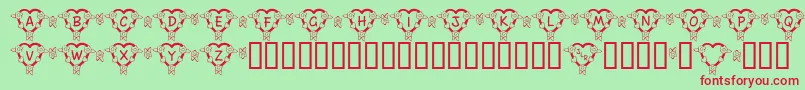 FlHeartDark Font – Red Fonts on Green Background