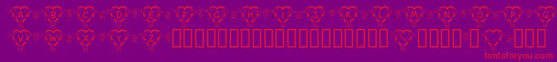 Czcionka FlHeartDark – czerwone czcionki na fioletowym tle