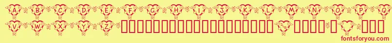 FlHeartDark Font – Red Fonts on Yellow Background