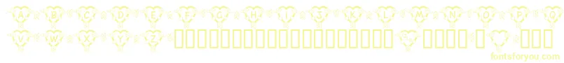 FlHeartDark-Schriftart – Gelbe Schriften auf weißem Hintergrund