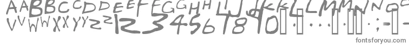 Friends-fontti – harmaat kirjasimet valkoisella taustalla