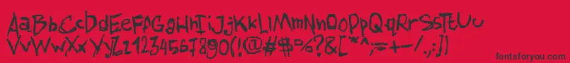 AmazhandFirstHard-Schriftart – Schwarze Schriften auf rotem Hintergrund