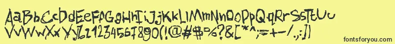 フォントAmazhandFirstHard – 黒い文字の黄色い背景