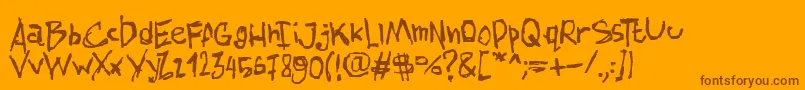 AmazhandFirstHard-Schriftart – Braune Schriften auf orangefarbenem Hintergrund