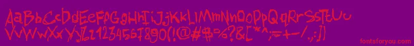 AmazhandFirstHard-Schriftart – Rote Schriften auf violettem Hintergrund