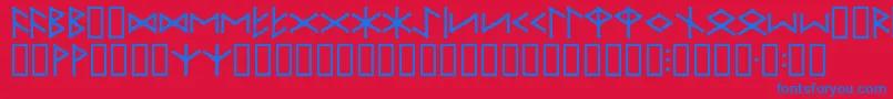 フォントIceEggFutharkRegular – 赤い背景に青い文字