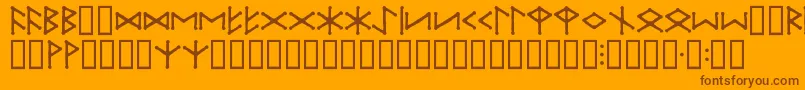 IceEggFutharkRegular-Schriftart – Braune Schriften auf orangefarbenem Hintergrund