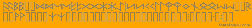IceEggFutharkRegular-fontti – harmaat kirjasimet oranssilla taustalla