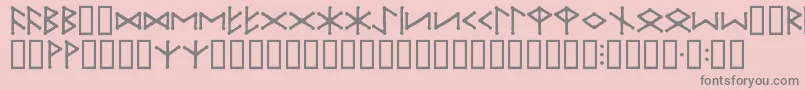IceEggFutharkRegular-fontti – harmaat kirjasimet vaaleanpunaisella taustalla