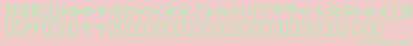 フォントIceEggFutharkRegular – ピンクの背景に緑の文字