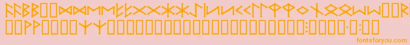 フォントIceEggFutharkRegular – オレンジの文字がピンクの背景にあります。