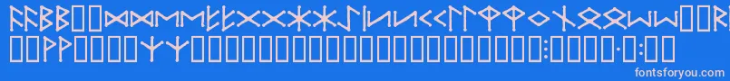 フォントIceEggFutharkRegular – ピンクの文字、青い背景