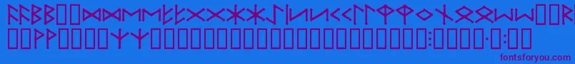 フォントIceEggFutharkRegular – 紫色のフォント、青い背景