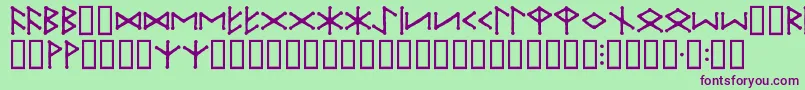 Шрифт IceEggFutharkRegular – фиолетовые шрифты на зелёном фоне