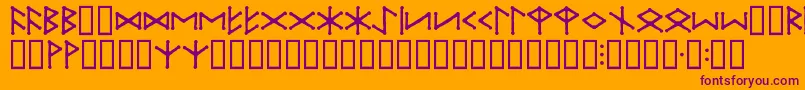フォントIceEggFutharkRegular – オレンジの背景に紫のフォント