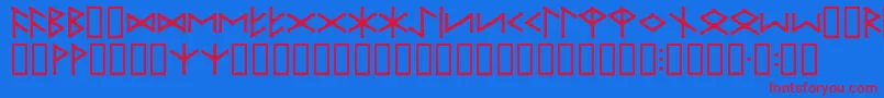 フォントIceEggFutharkRegular – 赤い文字の青い背景